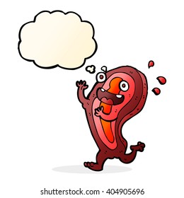 meat cartoon character with thought bubble