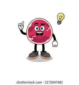meat cartoon with get an idea pose , character design