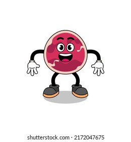 meat cartoon with surprised gesture , character design