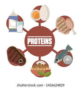 meat, chicken, tuna, eggs, milk and soy proteins food sources