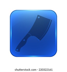 Meat chopper icon - glossy blue button