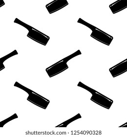 Meat Chopper Icon. Knife Seamless Pattern Vector Art Illustration.