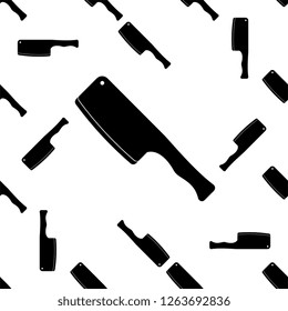 Meat Chopper Icon, Knife Seamless Pattern Vector Art Illustration