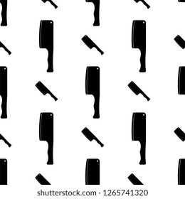 Meat Chopper Icon, Knife Seamless Pattern Vector Art Illustration