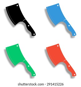 meat chopper icon with shadow - colored vector set