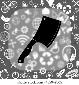 meat chopper vector icon - matte glass button on background consisting of different icons