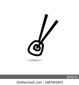 Meat and Chopsticks icon on white background