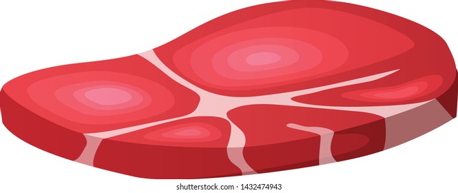 Meat chunk on the bone. Steak isolated on white background. Slice of pork. Colored image with contour. Vector illustration. Icon, emblem, logo element