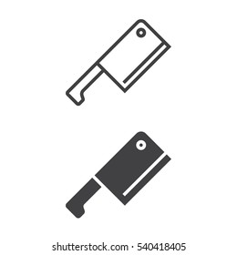 Meat Cleaver, Butcher Knife line icon, outline and filled vector sign, linear and full pictogram isolated on white. Symbol, logo illustration