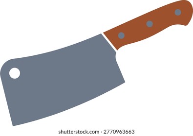 Meat cleaver butcher knife vector illustration. Minimalist flat design kitchen tool, professional cutlery, and butcher shop concept isolated on white.