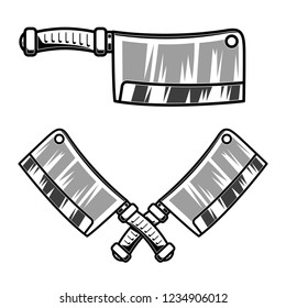 Meat cleaver illustration isolated on white background. Design element for logo, label, emblem, sign. Vector image