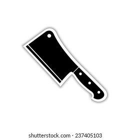 Meat cleaver knife - black vector icon with shadow