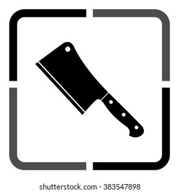 Meat cleaver knife  - black vector icon