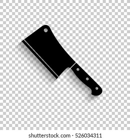 Meat cleaver knife - black vector  icon with shadow