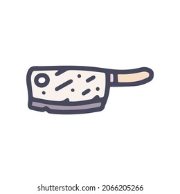 ícono simple del doodal vectorial de color de cuchilla de limpiador de carne