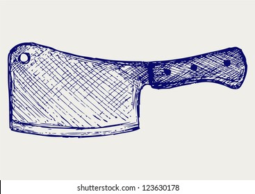 Meat cleaver knife. Doodle style