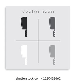 Meat cleaver knife flat black and white vector illustration.
