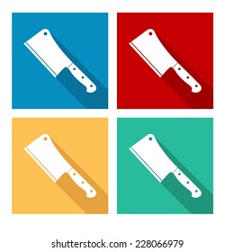 Meat cleaver knife  - flat icon with long shadow