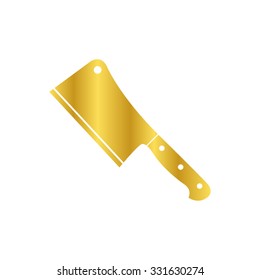 Meat cleaver knife - gold vector icon