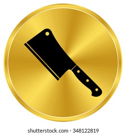 Meat cleaver knife - gold vector icon