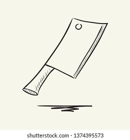 Meat cleaver knife. Hand drawn vector illustration
