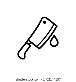 Meat cleaver knife icon vector with blood