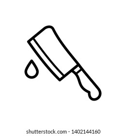 Meat cleaver knife icon vector with blood