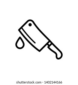 Meat cleaver knife icon vector with blood