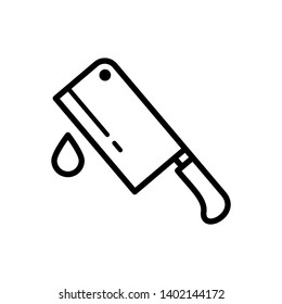 Meat cleaver knife icon vector with blood