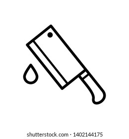 Meat cleaver knife icon vector with blood