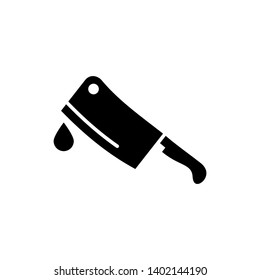 Meat cleaver knife icon vector with blood