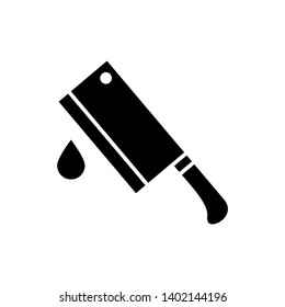 Meat cleaver knife icon vector with blood