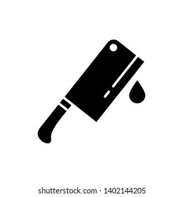 Meat cleaver knife icon vector with blood