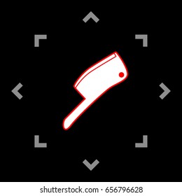 Meat cleaver knife icon. Vector. White icon in gray focus like mandala on black background.