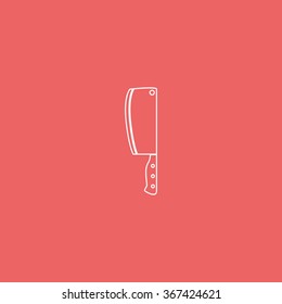 Meat cleaver knife illustration. Flat icon.