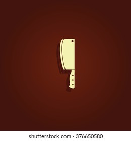 Meat cleaver knife illustration. Flat icon.