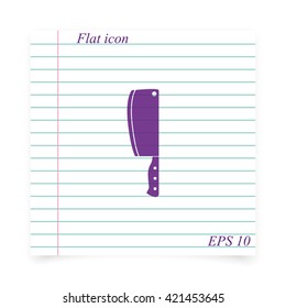 Meat cleaver knife illustration. Flat icon.