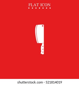 Meat cleaver knife illustration. Flat icon.