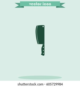 Meat cleaver knife illustration. Flat icon.