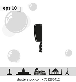 Meat cleaver knife illustration. Flat icon.