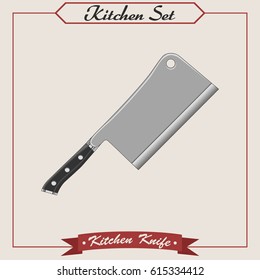 Meat cleaver knife. Isolated image. Poster for kitchen.