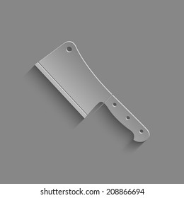 Meat cleaver knife - vector icon with shadow on a grey background