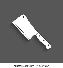 Meat cleaver knife - vector icon with shadow on a grey background