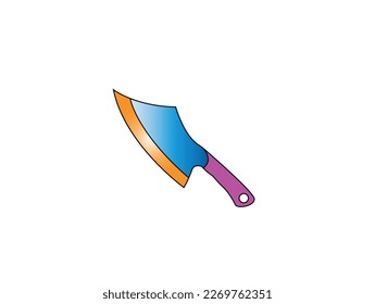 Meat cleaver knife vector icon. kitchen and butcher knife vector. Cartoon kitchen knife and butcher knife icon with on white background.