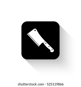 Meat cleaver knife - white vector  icon with shadow