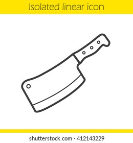 Meat cleaver linear icon. Kitchen chopper thin line illustration. Butcher's knife contour symbol. Vector isolated outline drawing