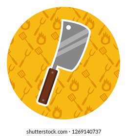 meat cleaver on yellow background