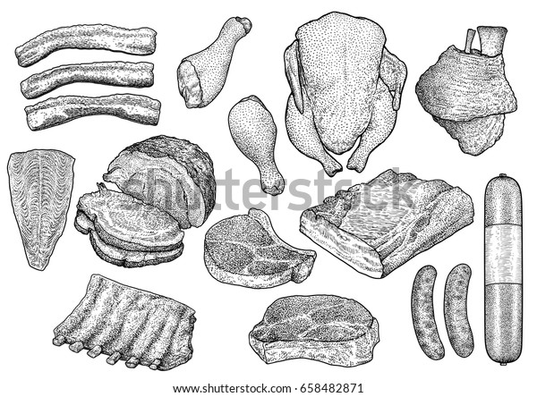 Illustration De La Collection De Viande Image Vectorielle De Stock Libre De Droits