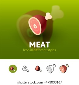 Meat color icon, vector symbol in flat, outline and isometric style isolated on blur background