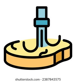 Meat contamination icon outline vector. Virus safety. Flu allergy color flat